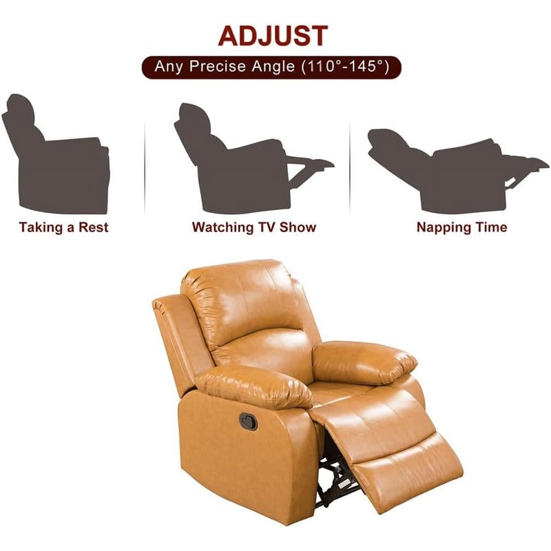 Overstuffed Vegan Leather Recliner Chair - Blue