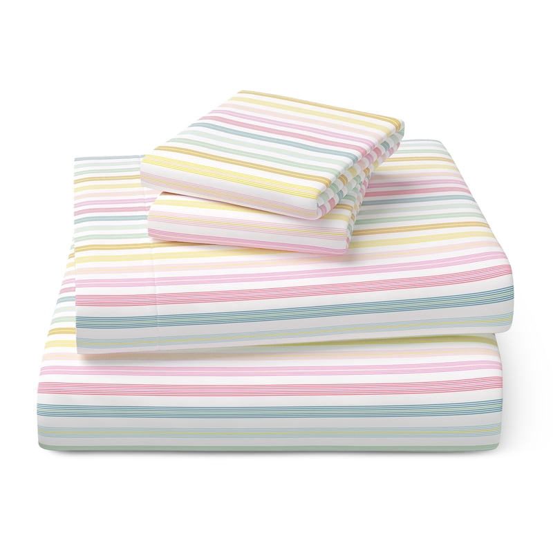 Kids Microfiber Bed Sheet Set Full Rainbow Stripe 4 Pieces - Soft & Breathable