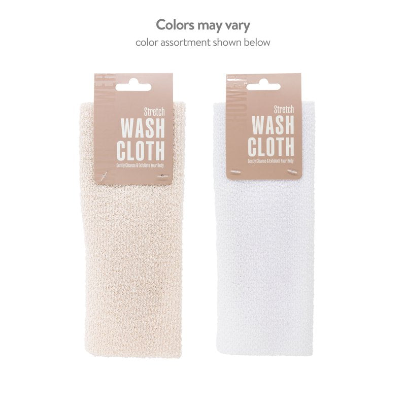 Equate Stretch Washcloth with Handles - Flexible Body Cleansing Cloth - Color May Vary - 1 Count