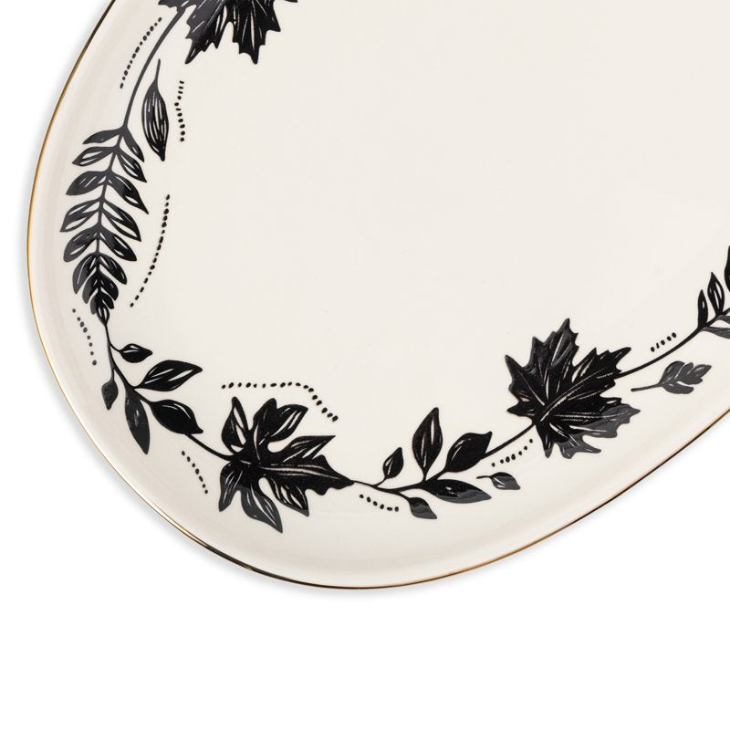 Oval Stoneware Serve Platter - 17 Inch Harvest Design