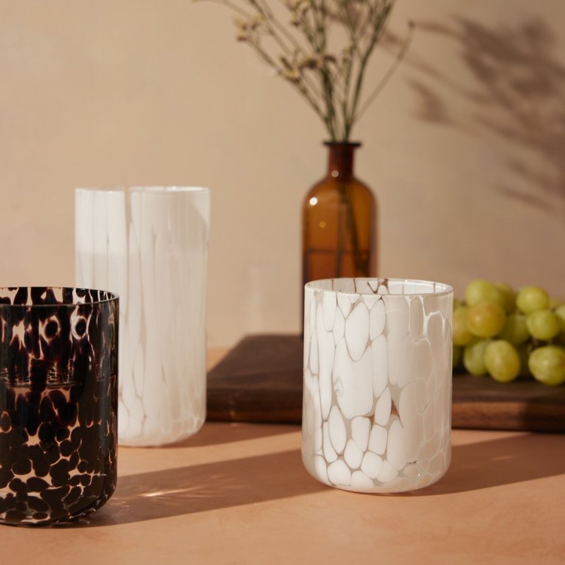 12 fl oz White Tortoise Drinking Glass Set of 4 - Elegant Design