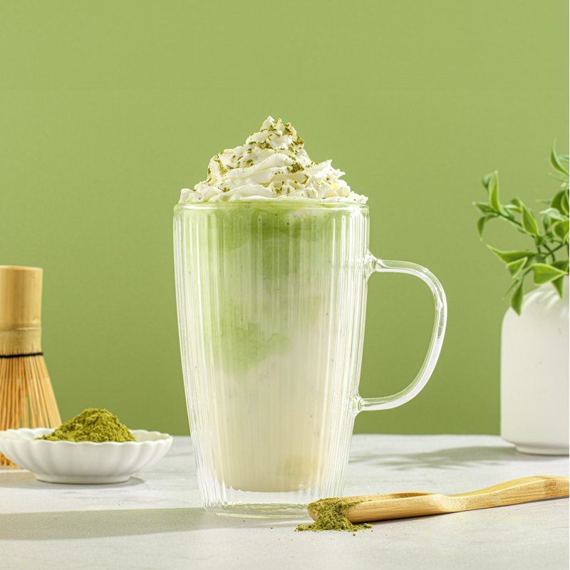 15 oz Double Wall Ribbed Glass Mug with Handle - Clear