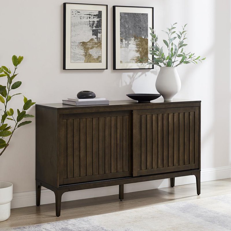 Asher Sideboard with Sliding Doors - Dark Brown