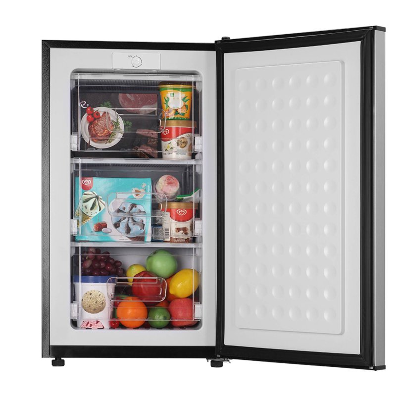 3.2 Cu. Ft. Silver Mini Upright Freezer with Adjustable Thermostat