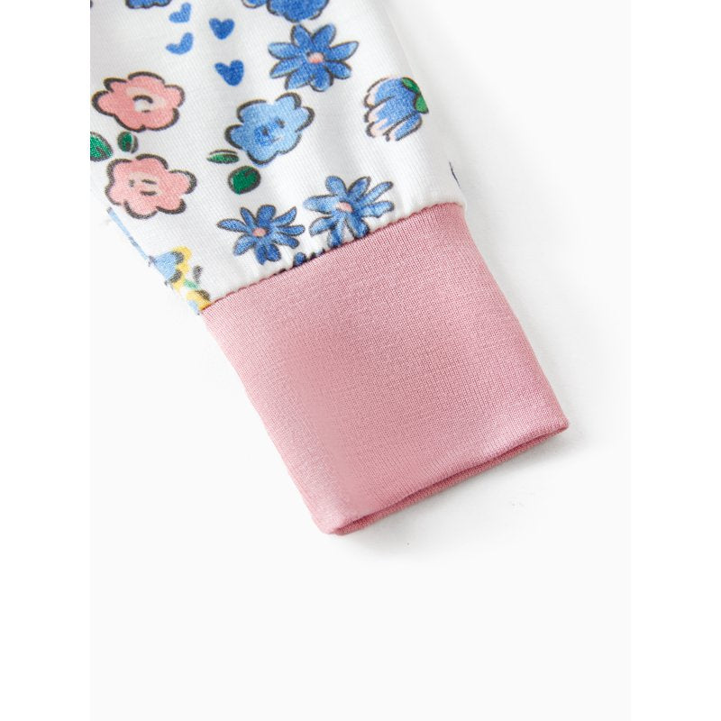 Pink Flower Baby Girl Pajamas - 3-6 Months Bamboo Viscose Snug Fit Footless Zipper Sleep N Play Gift