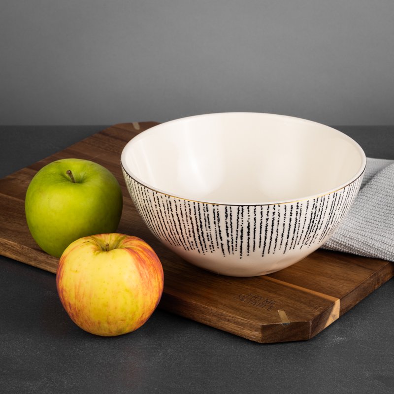 Stoneware Soup Bowl - 8.5" with Gold Rim, Riley Collection