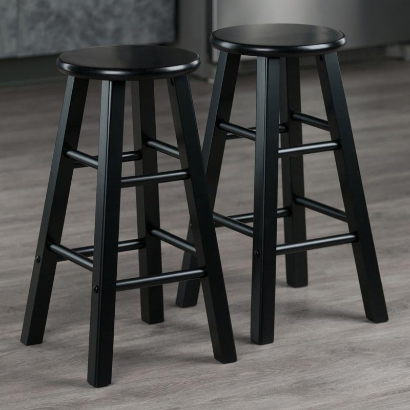 Counter Stools Set of 2 - 24" Height, Black Finish