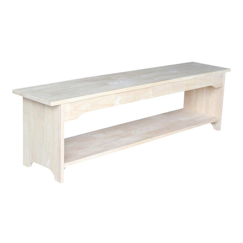 Wooden Bench with Butcher Block Surface - 60" Long