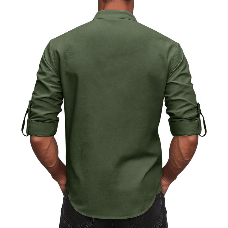 Army Green Renaissance Medieval Pirate Viking Costume Shirt L Men