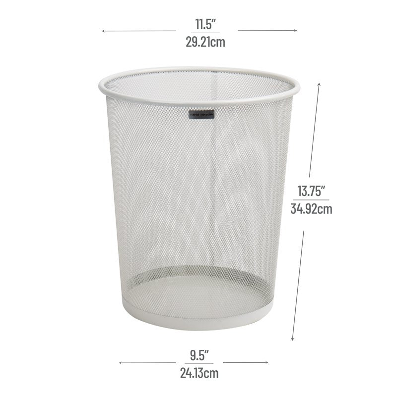 Metal Mesh Trash Can Set - 16.65L, Round Waste Basket, White
