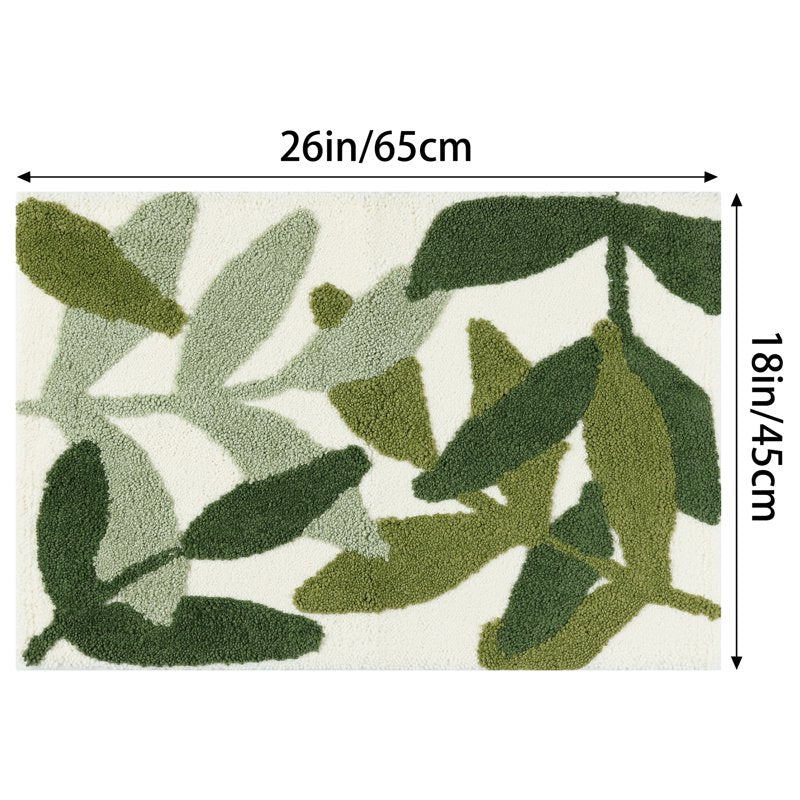 Bathroom Rugs Plush Fluffy Non-Slip 18x26 Inches Leaf-1 Variation