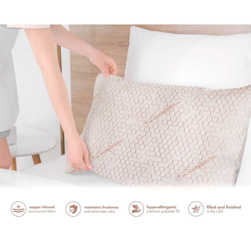 King Copper-Infused Bed Pillow Set - 2 Pack, Antimicrobial, Hypoallergenic, White
