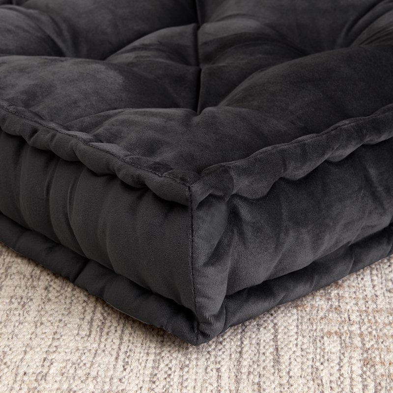 Meditation Yoga Floor Pillow - Square 20" x 20" - Black