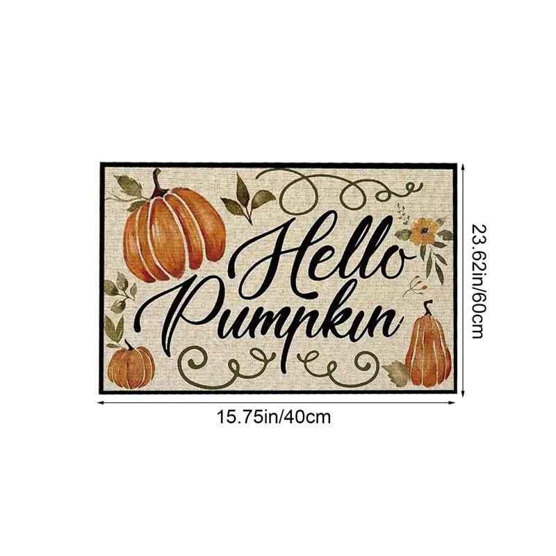 Thanksgiving Pumpkin Doormat - Fall Hello Pumpkin Front Door Mat (M)