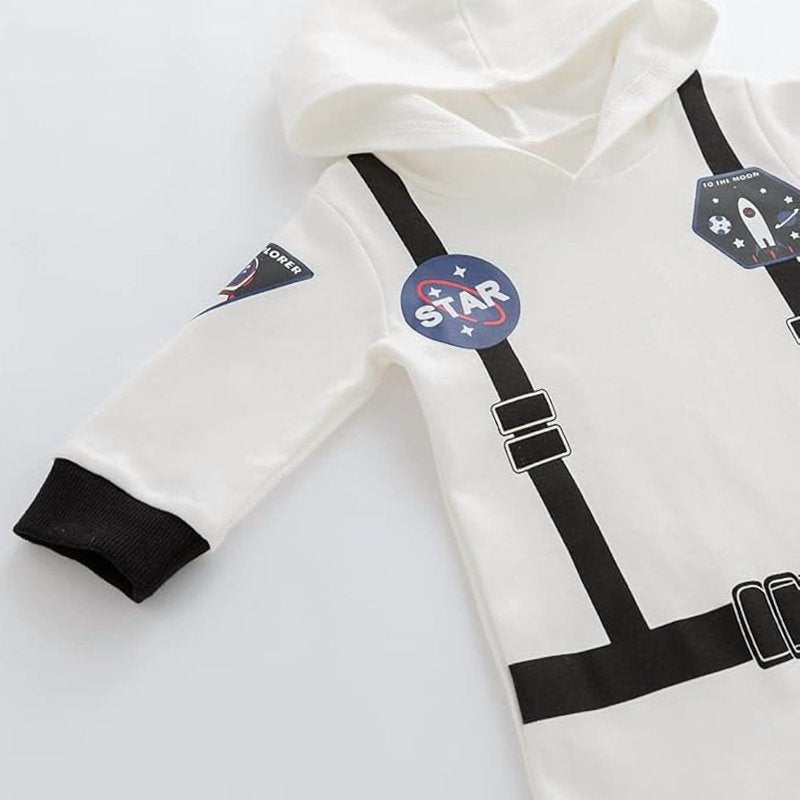 Baby Toddler Astronaut Cotton Onesie Hooded Romper - White, 12 Months