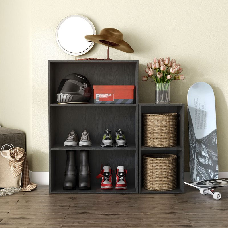 Stackable 3-Shelf Bookcase - Modern Design, Multiple Colors