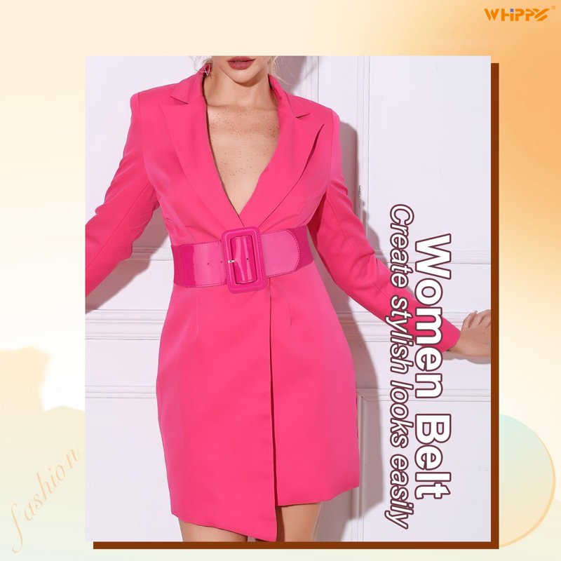 Whippy Wide Elastic Waist Belt for Dresses Women Pink Fit 38-42 Inches