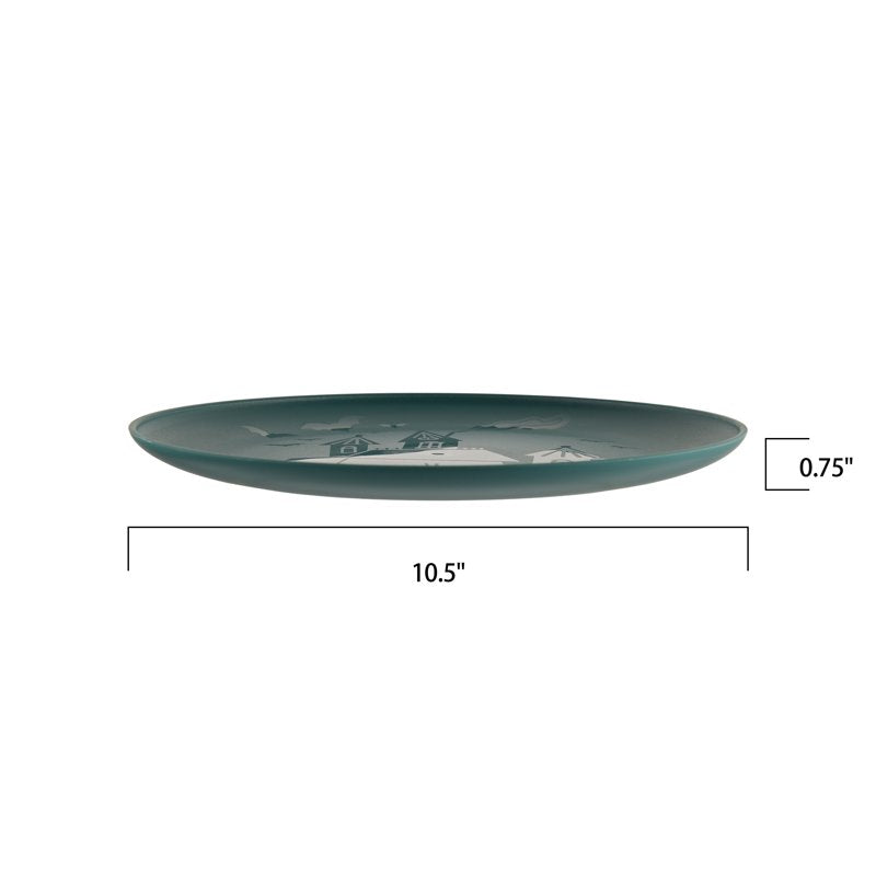 Haunted House 30-Piece Plastic Dinnerware Set - Teal