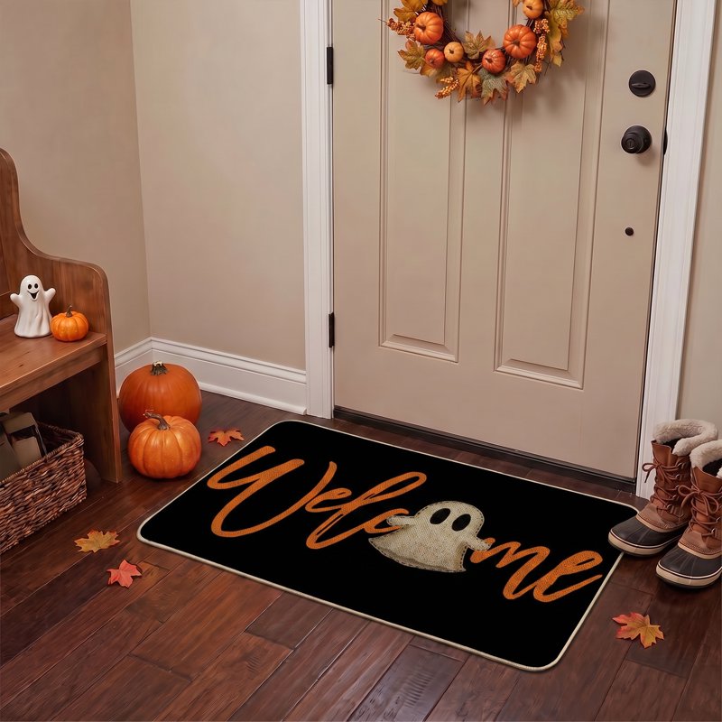Halloween Welcome Doormat 17x29 Inch - Indoor Outdoor Door Rug E Variation