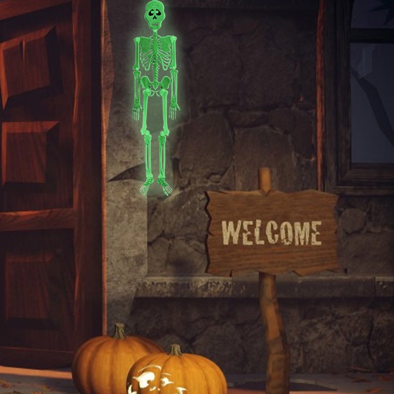 Luminous Skeleton Halloween Prop Full Body Bones with Movable Joints - Indoor Outdoor Decor