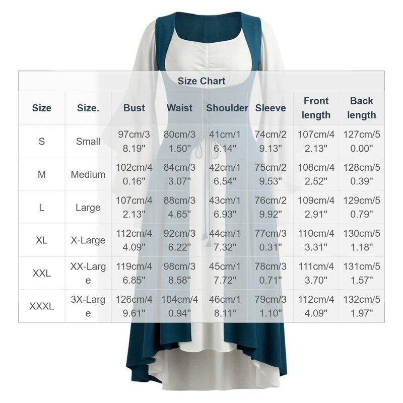 Women's Renaissance Costume Dress with Corset - Blue L - Halloween & Cosplay