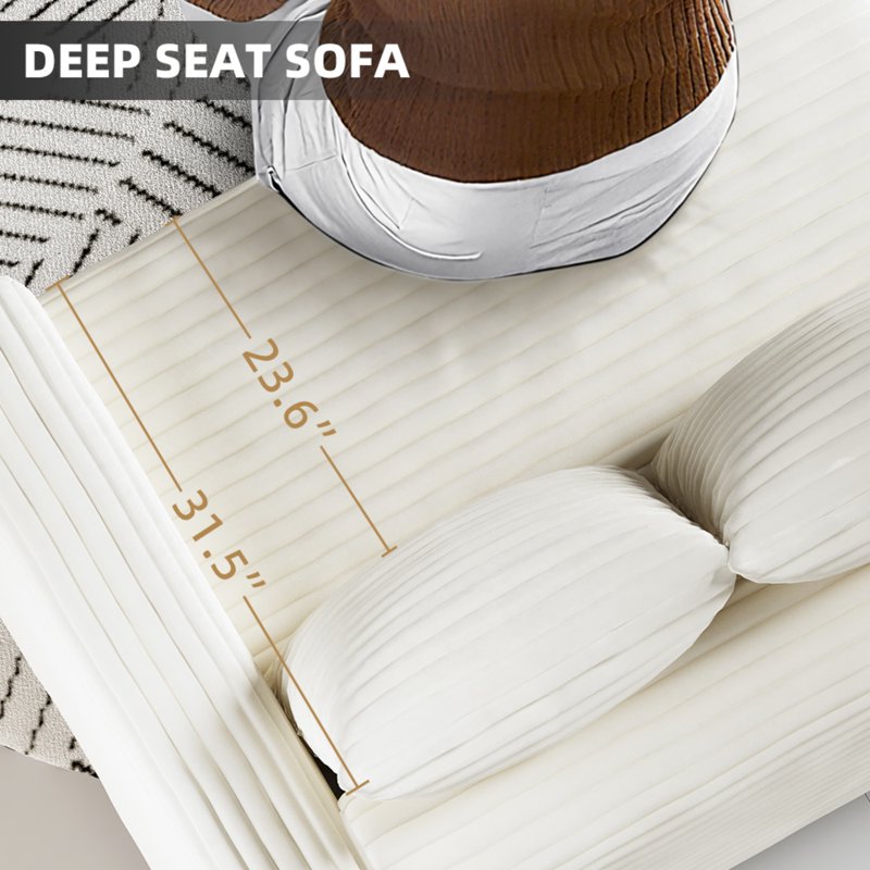 104.3-Inch Plush Corduroy 4-Seat Sofa - Cloud-Like Comfort