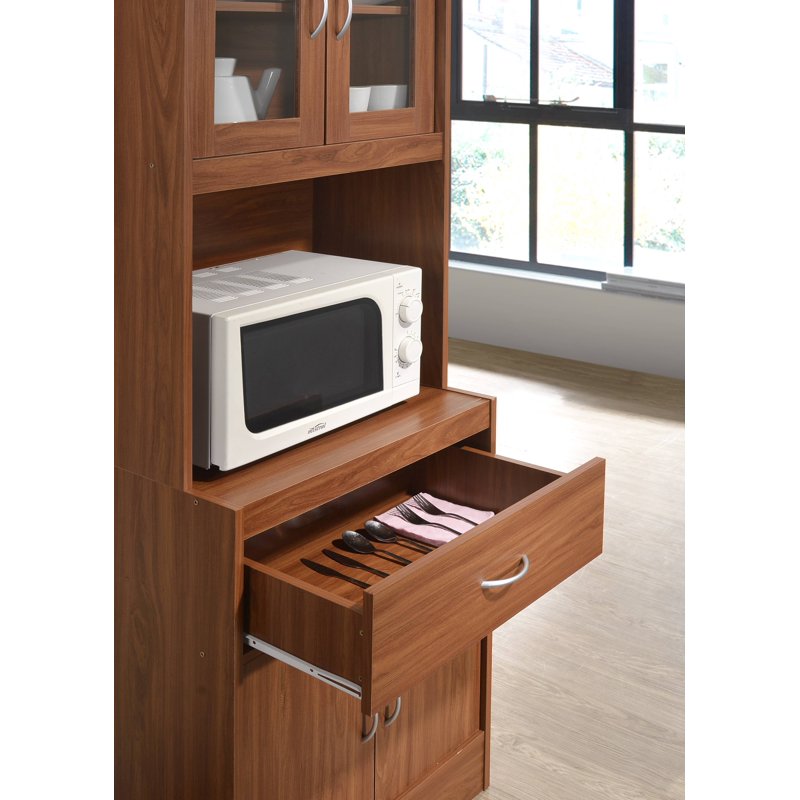 Kitchen Cabinet with 1 Drawer & Microwave Space - Cherry