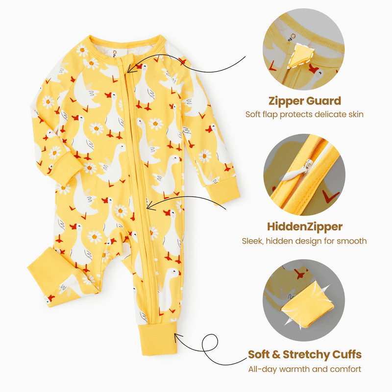 Cute Duck Baby Pajamas Set 9-12 Months - Snug Fit Bamboo Viscose Sleepwear