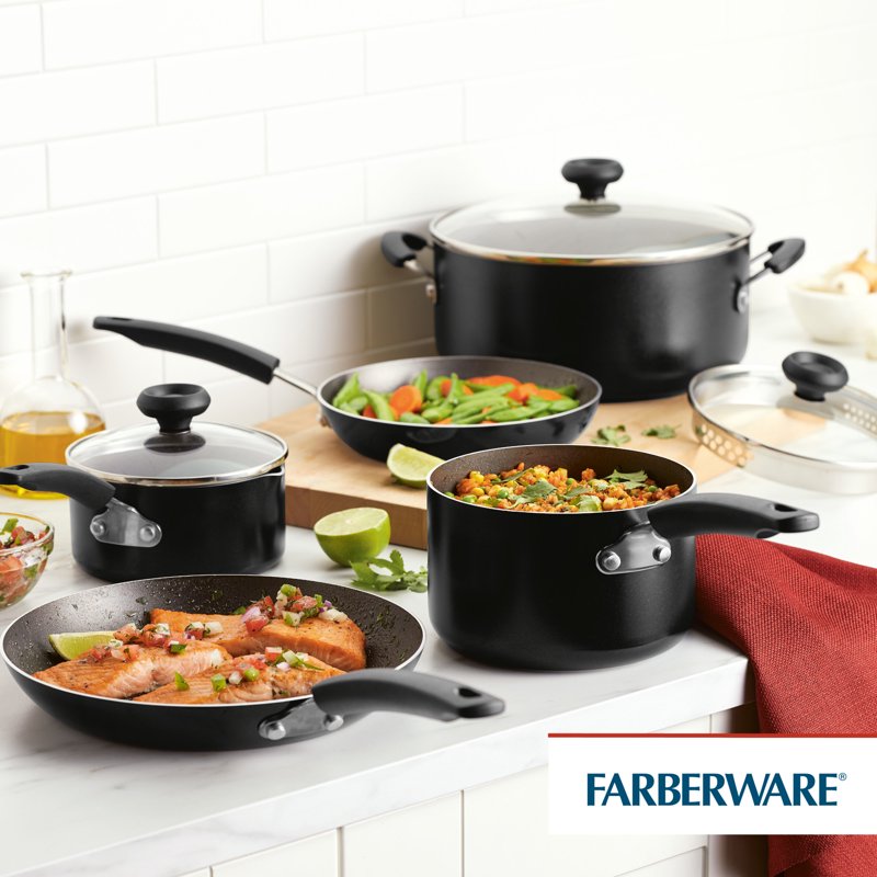 12-Piece Nonstick Cookware Set with Cooking Tools - Black