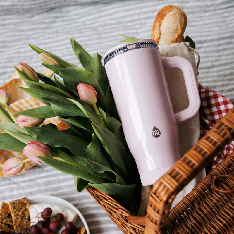 32oz Stainless Steel Skye Tumbler with Flip-Up Straw - Pink Shimmer