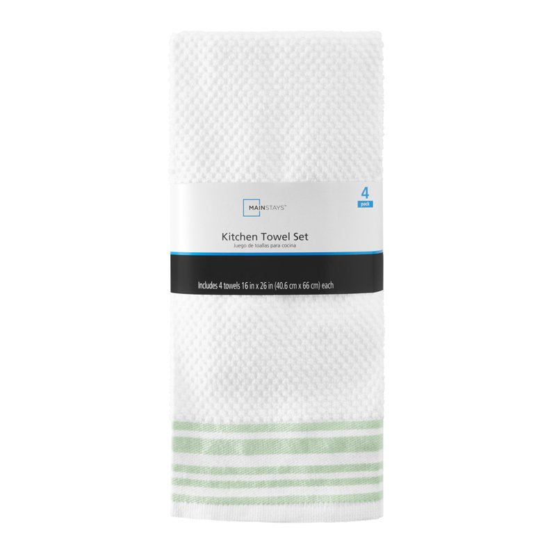 Woven Kitchen Towel Set - 4-Pack 16x26 in - Soft Sea
