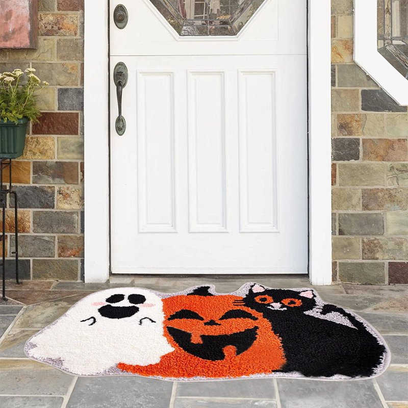 Halloween Pumpkin Doormat Rugs - Welcome Entrance Carpet 24x16 inch
