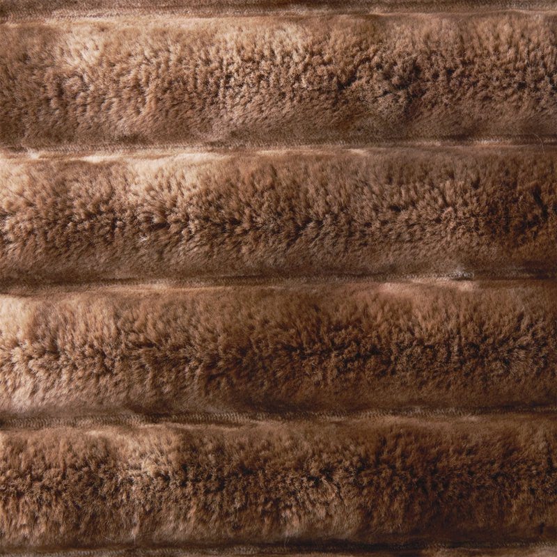 Channel Brown Marble Faux Fur Oversized Throw Blanket - 50x72 Inches - Reversible Microfiber