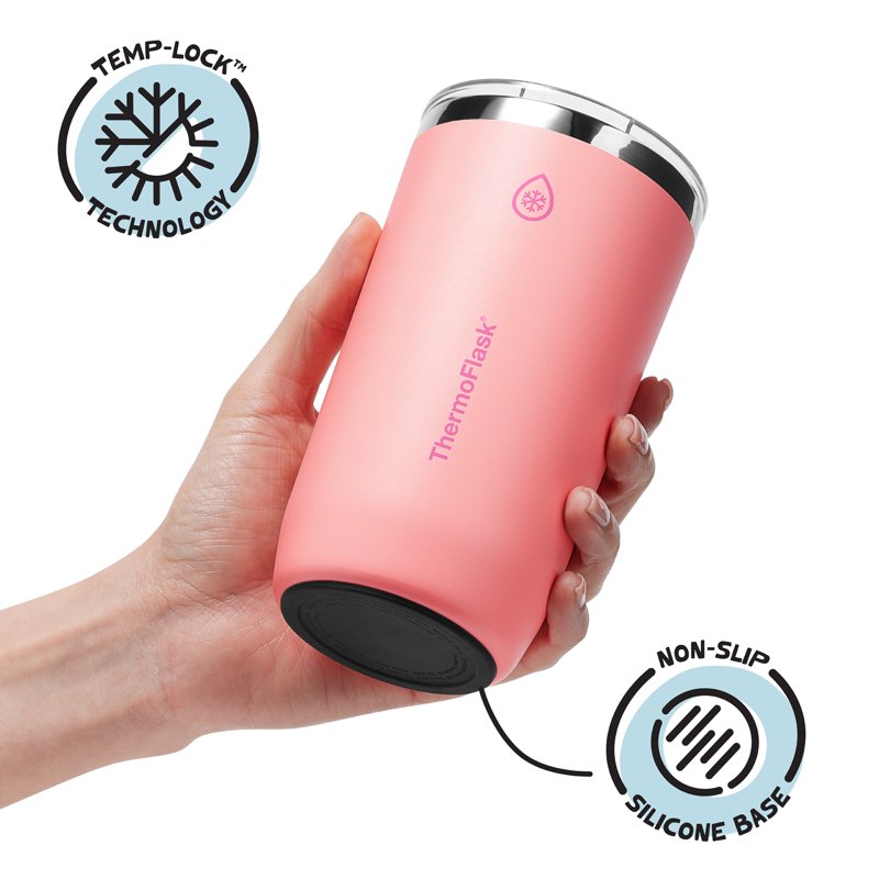 16 oz Insulated Beer Tumbler - Lightweight Splash-Proof - Sunkissed Coral