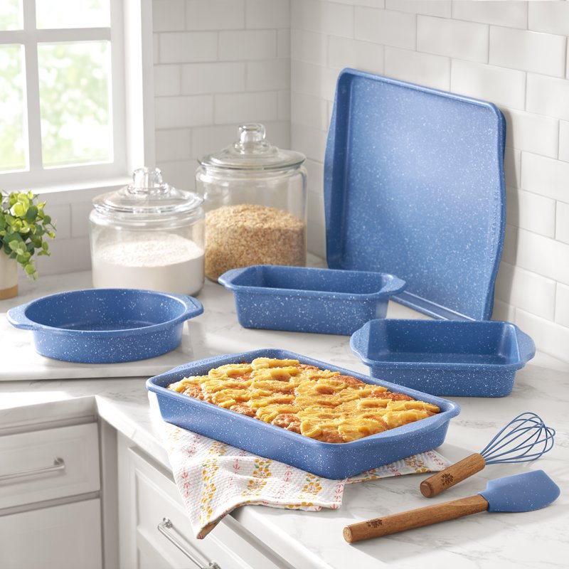 7-Piece Nonstick Bakeware Set - Aluminized Steel, Blue Speckle