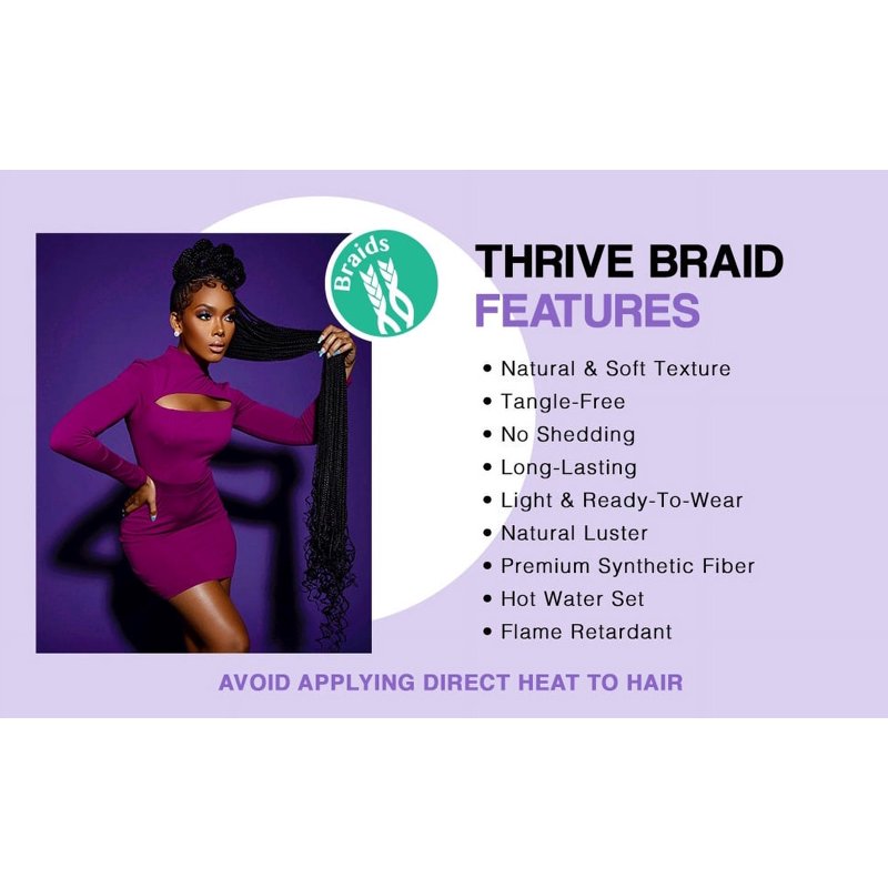 Pre-Stretched Synthetic Braid Hair Extensions, 52-Inch, 2-Pack
