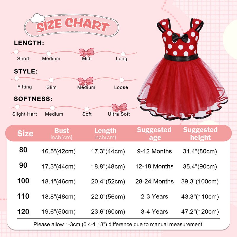 Baby Princess Costume Dress with Tutu & Headband - Red, 4T (3-4 Years) - Fancy Dress Up for Toddler Girls