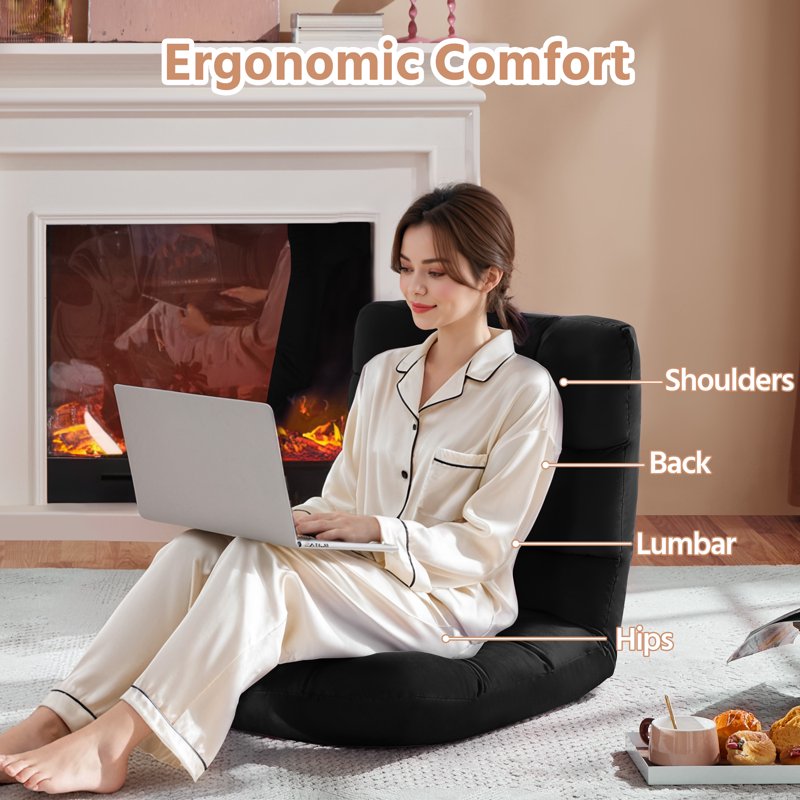Floor Folding Gaming Chair with 14 Adjustable Positions - Multiple Colors