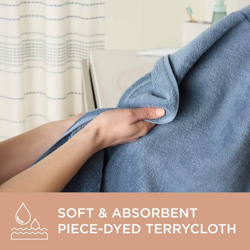 Blue 4-Piece Cotton Bath Towel Set 30x58 Inches - Plush & Absorbent