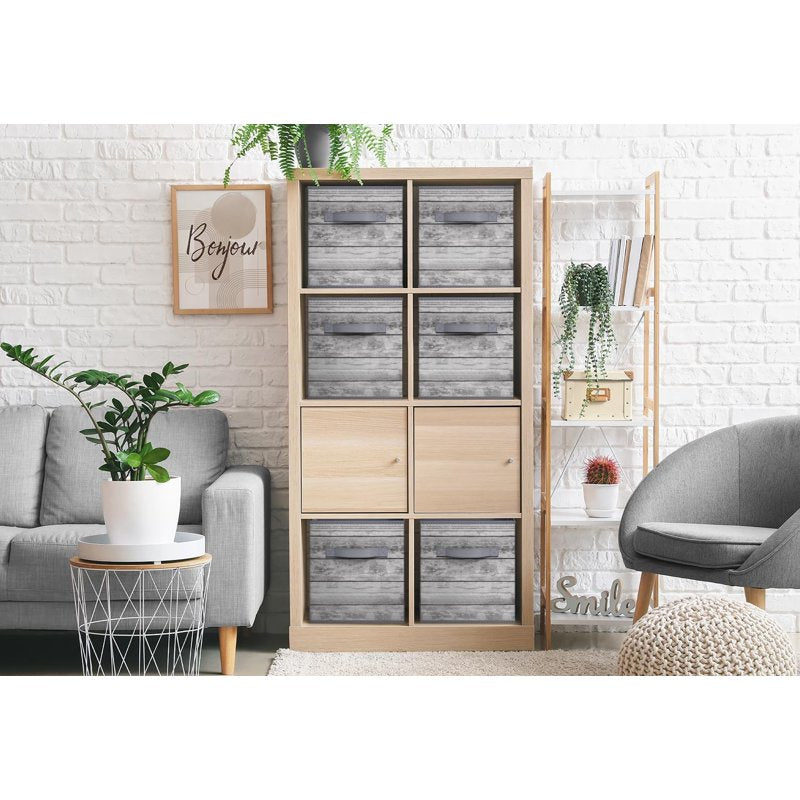 Sorbus Foldable Storage Bin - 11 Inch Collapsible Fabric Cube with Handle, Gray