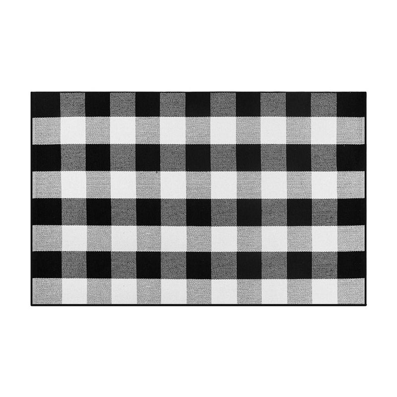 Black Buffalo Plaid Outdoor Welcome Door Mat - Fall & Halloween Decor