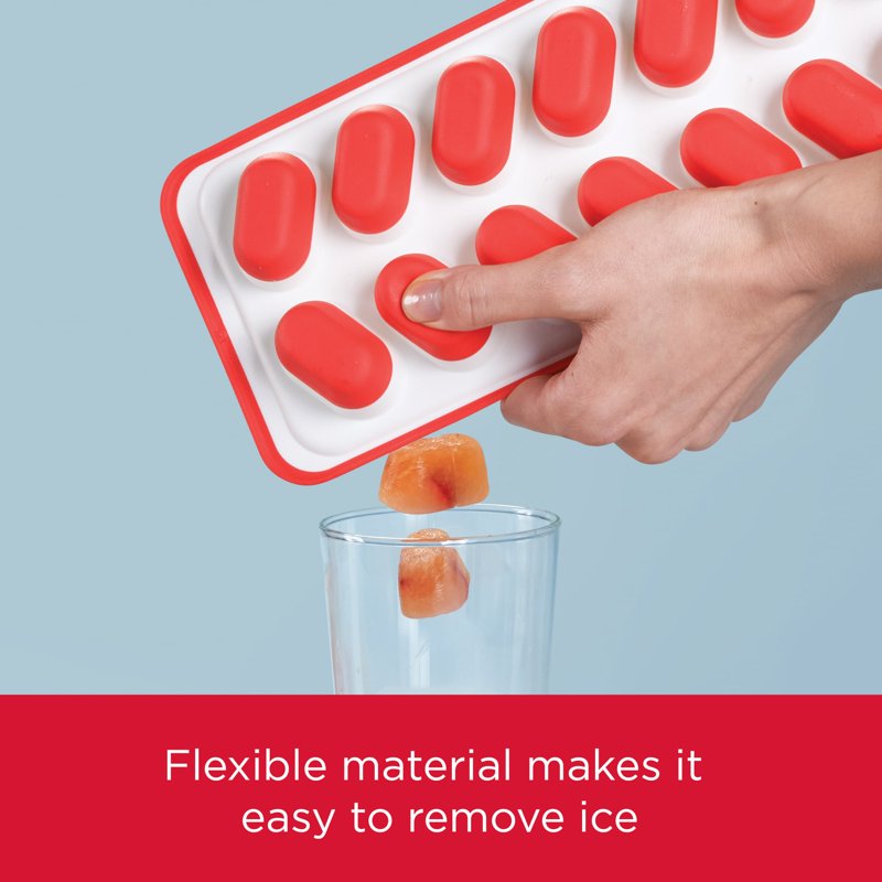 Flexible Silicone Ice Cube Tray - 6 Pack, Red & White
