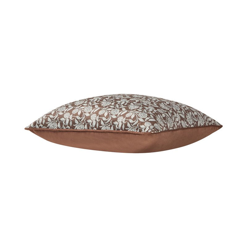 My Texas House Brown Floral Velvet Decorative Pillow 20x20 in - Harvest & Farmhouse Style - Variation: Brown