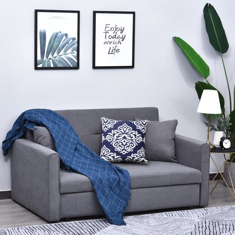 Ox Bay Damask Blue and White Throw Pillow - 20" Square, Geometric Accent Cushion - Variation of Blue
