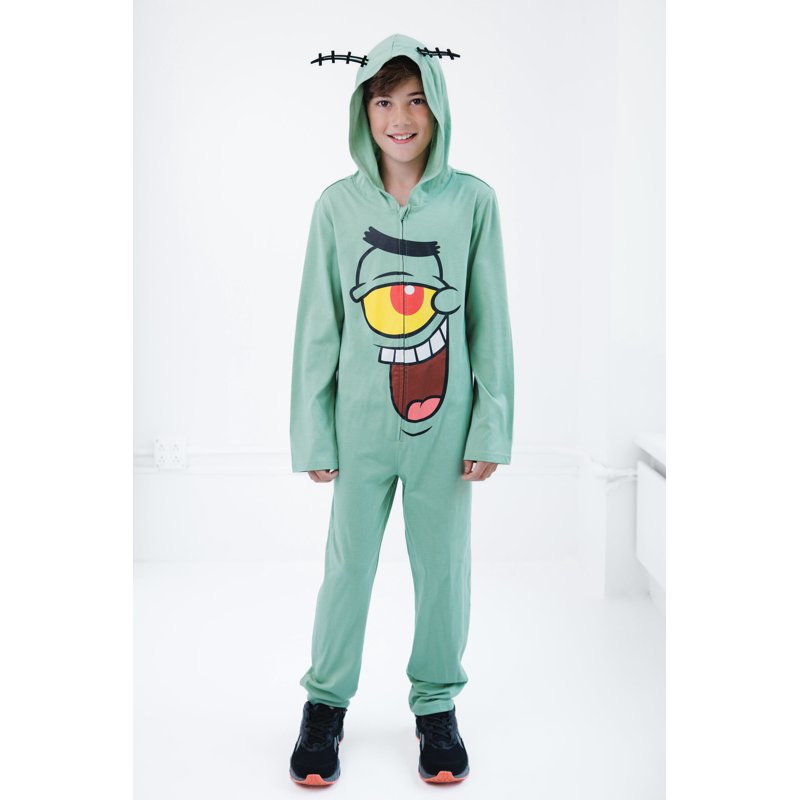 Nickelodeon SpongeBob Plankton Cosplay Costume Coverall - Green, 10-12 Variation