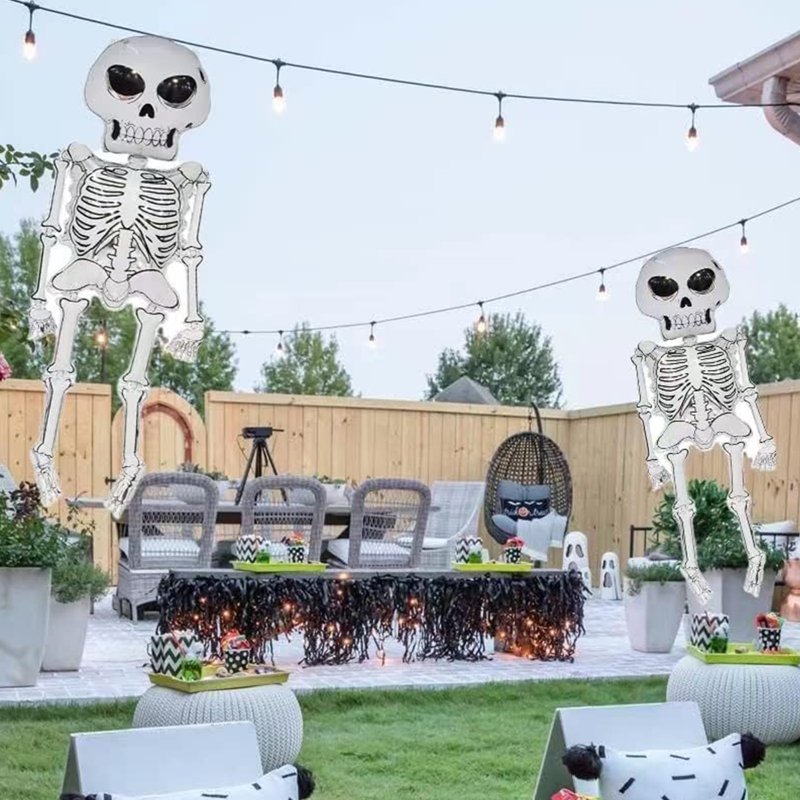 Skeleton-Themed Halloween Balloons 2 Pack - Jumbo Foil Skull Decorations