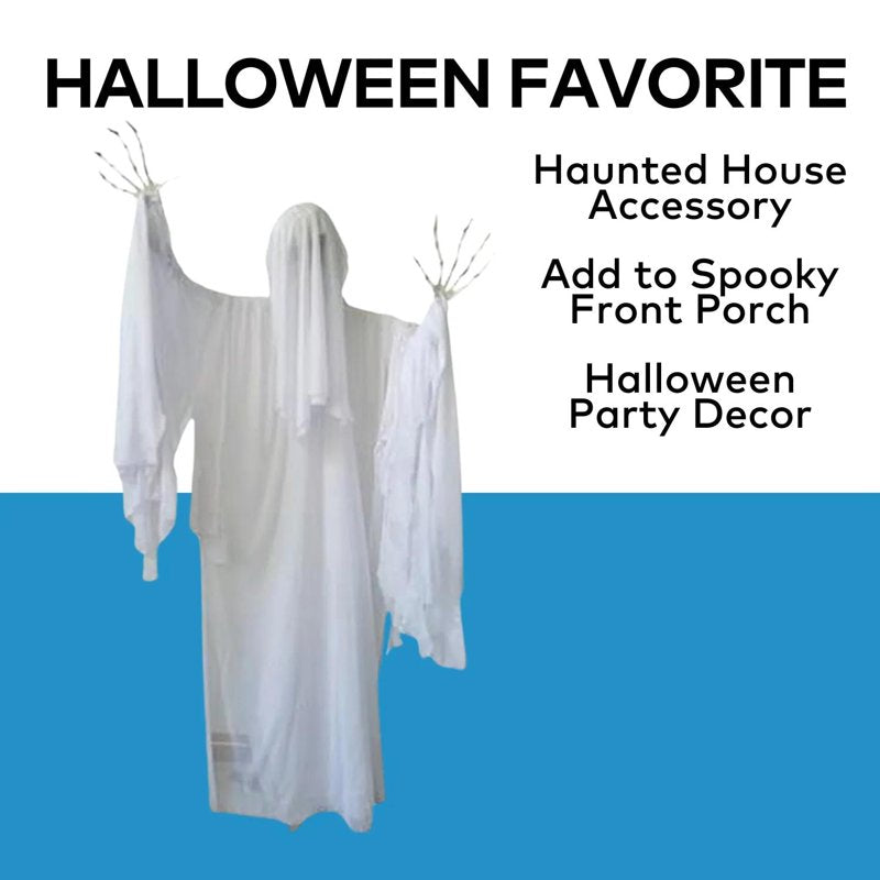 Halloween Skeleton Ghost Animated Prop - 4.7 ft Tall Spooky Standing Decoration