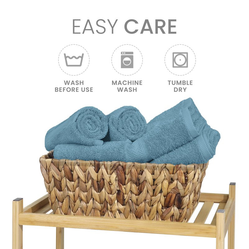 Blue 6-Piece Cotton Towel Set - Quick Dry & Absorbent Bath Towels with Variations