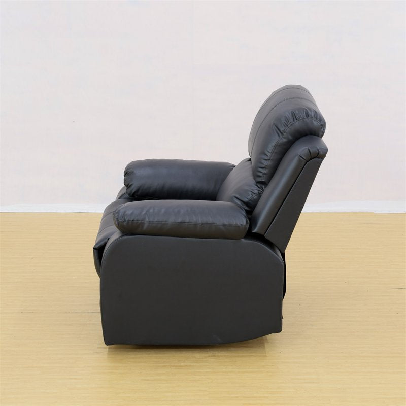 Recycled Leather Recliner Chair - Comfortable Lounge Seat, Black