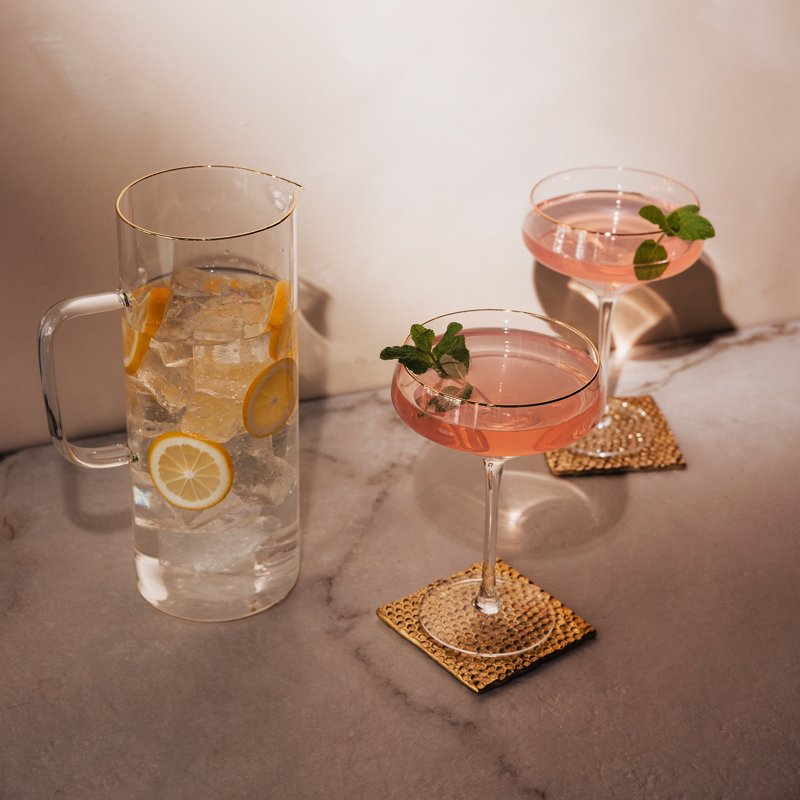 14 oz Coupe Cocktail Glass Set with Gold Rim - 2 Pack